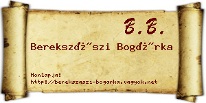 Berekszászi Bogárka névjegykártya
